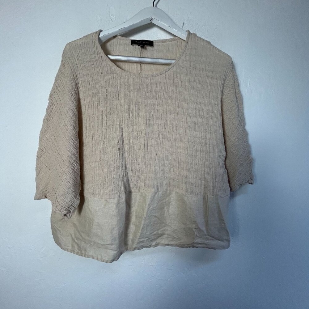 Tahari Beige Textured Blouse